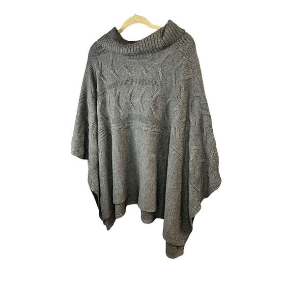 Eileen Fisher Alpaca Silk Grey Knit Ponco one size - Picture 4 of 8
